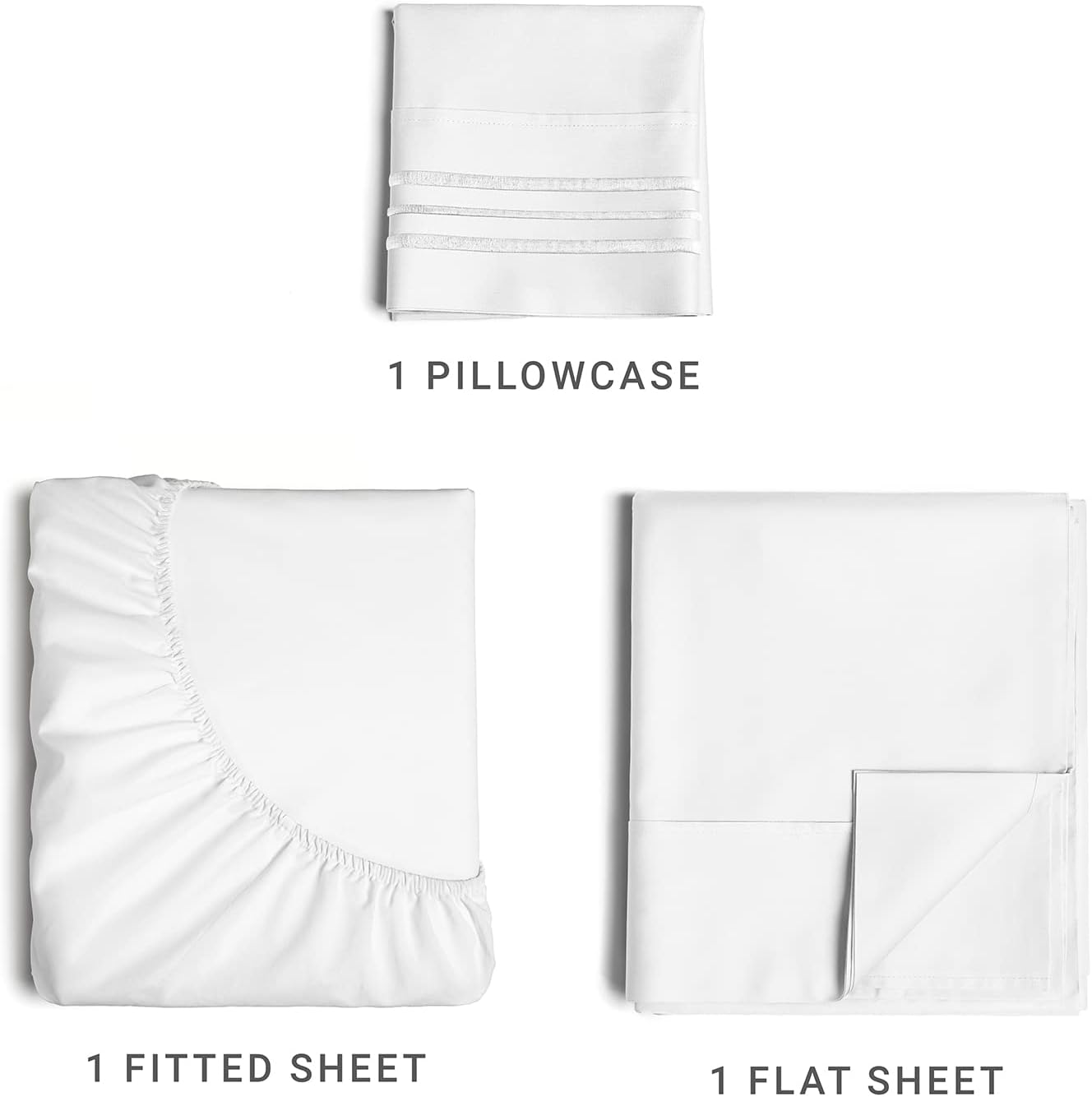 Twin Size 3 Piece Sheet Set - Comfy Breathable & Cooling Bed Sheets Set - Hotel Luxury Bedding for Women, Men, Kids & Teens - Deep Pockets, Easy Secure Fit, Soft and Wrinkle Free - Oeko-Tex - White