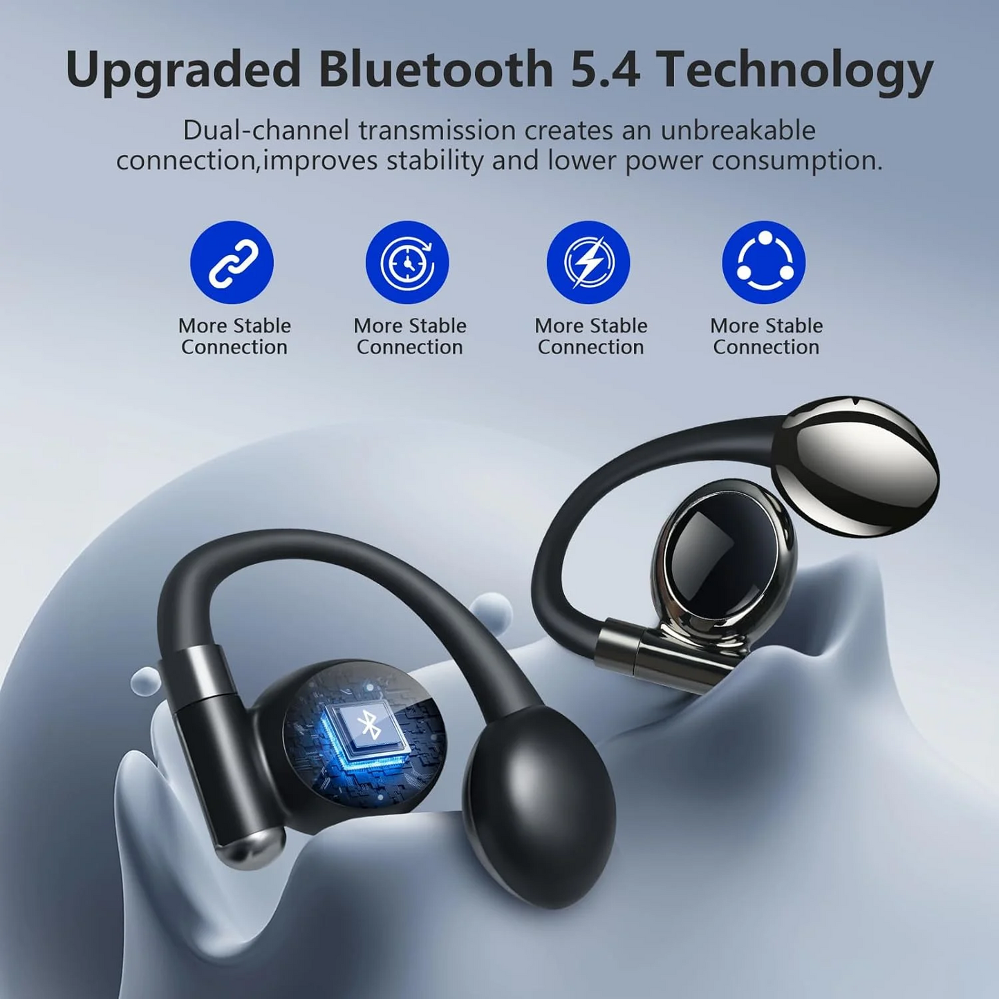 2025 Bluetooth Headphones, 50hrs Stereo Deep Bass Ear Buds with Power Display Charging Case, buit in Mic, IPX5 Waterproof Headset for iPhone Andriod Phones