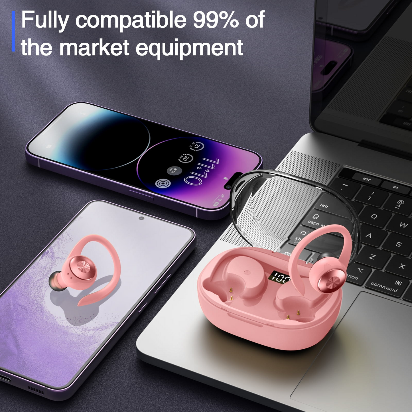 Wireless Earbuds, Bluetooth 5.4 Headphones Deep Bass Stereo, in-Ear Earphones with 4 ENC Mics, 45H Playtime LED Display Mini Charging Case Ear Buds, IP7 Waterproof Wireless Headphones for Android iOS