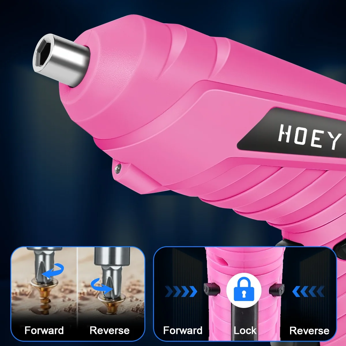 Hoey Cordless Screwdriver, 47 in 1 Electric Screwdriver,Dual Position Handle with USB Cable LED Light for Home Office DIY Tools