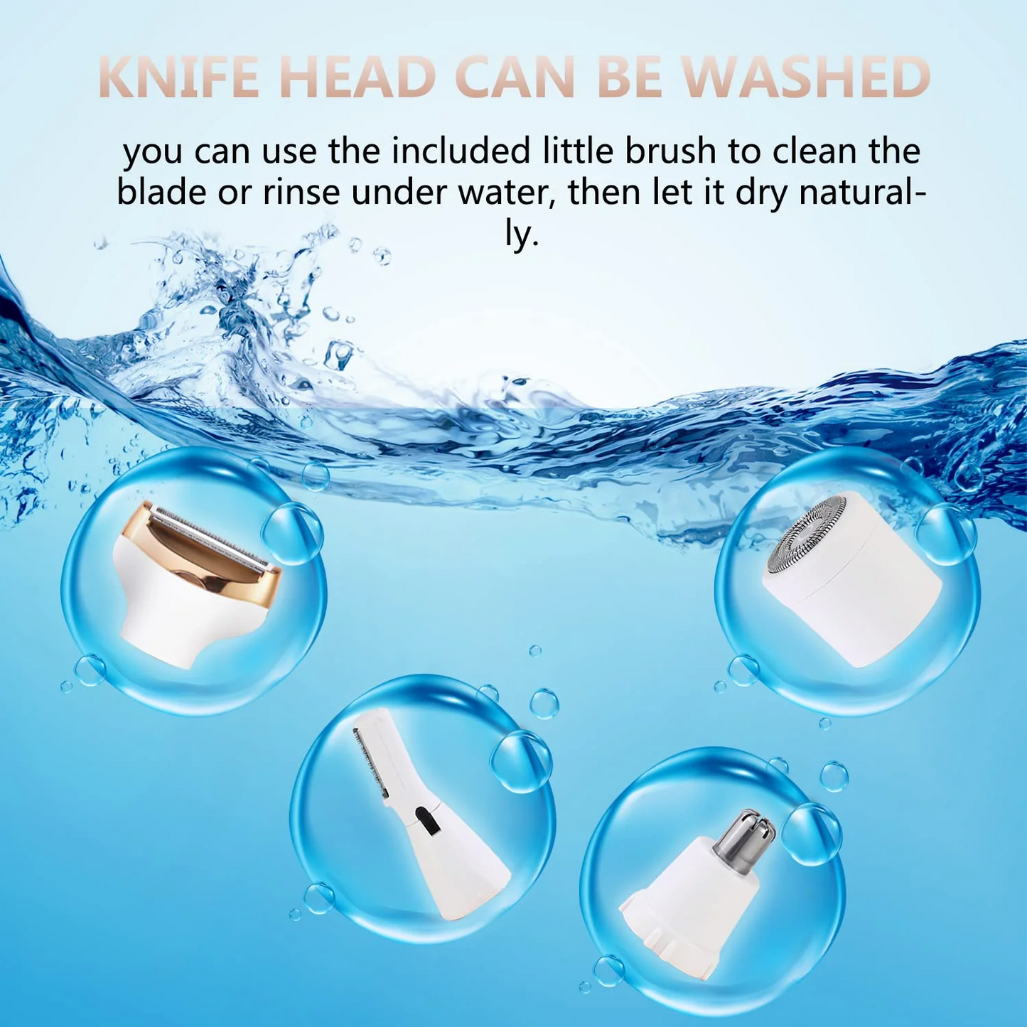 Hoey 4 in 1 Electric Razors for Women, Shaver for Women, Trimmer for Women, Lady Electric Bikini Shaver for Women Pubic Hair,Portable Rechargeable Women Face Shavers for Face, Underarm and Legs