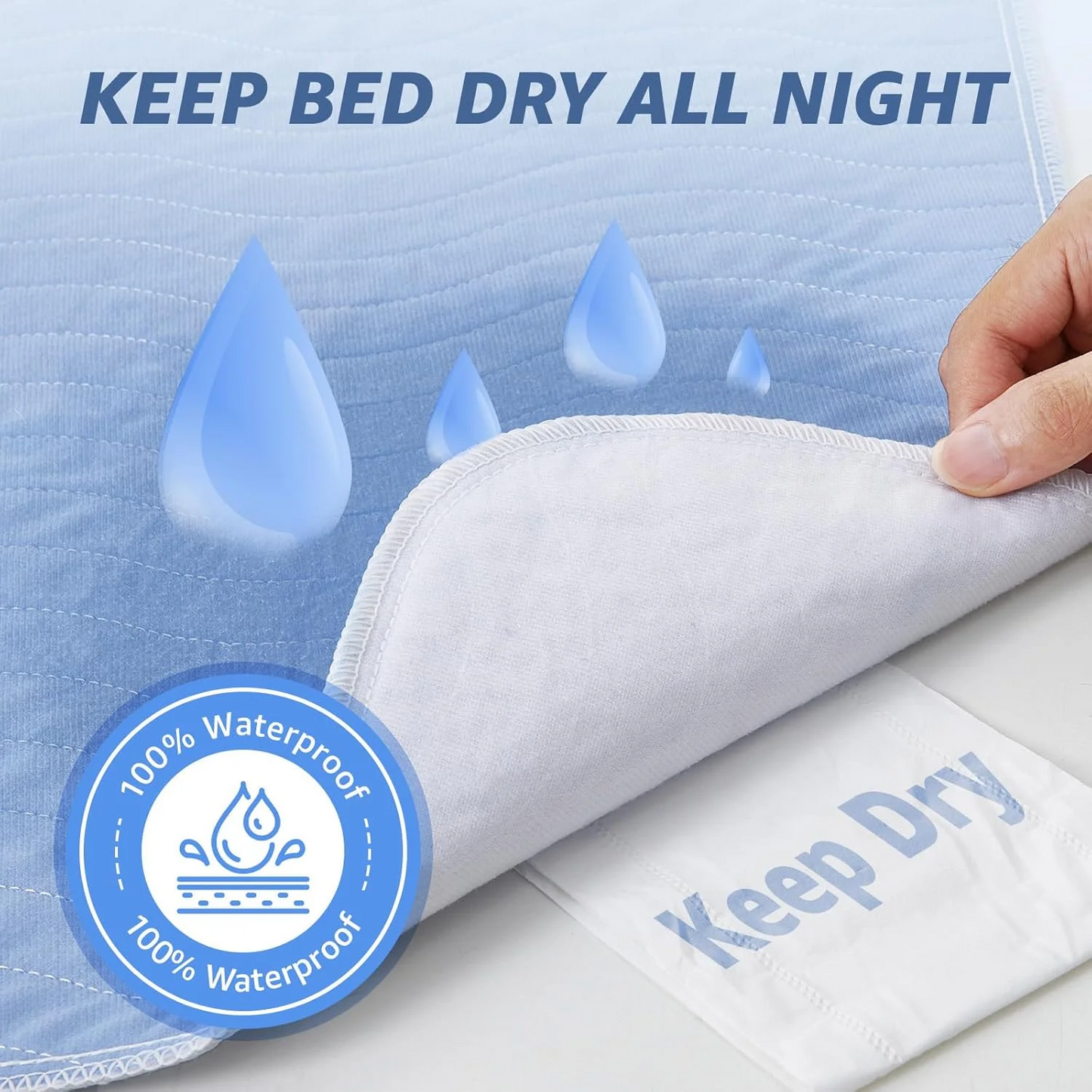 2 Pack 34” x 52” Extra Heavy Absorbency Washable Underpads, Waterproof Quick Drying Nursing Pads Incontinence Bed Pads, Reusable Washable Pee Pads for Dogs, Diaper Changing & Adults