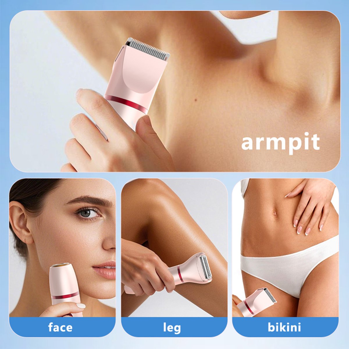 Electric Bikini Trimmer Shaver for Women - Pubic Hair Razors Shaver, 3 in 1 Bikini Trimmer Removal Set for Women's Body Face Lip Chin Underarm Legs Arm, IPX7 Waterproof Wet Dry Rechargeable Painless
