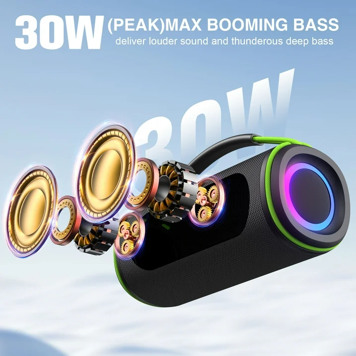 Bluetooth Speaker with HD Sound, Portable Wireless, IPX5 Waterproof, Up to 20H Playtime, TWS Pairing, BT5.3, for Home/Party/Outdoor/Beach, Electronic Gadgets, Birthday