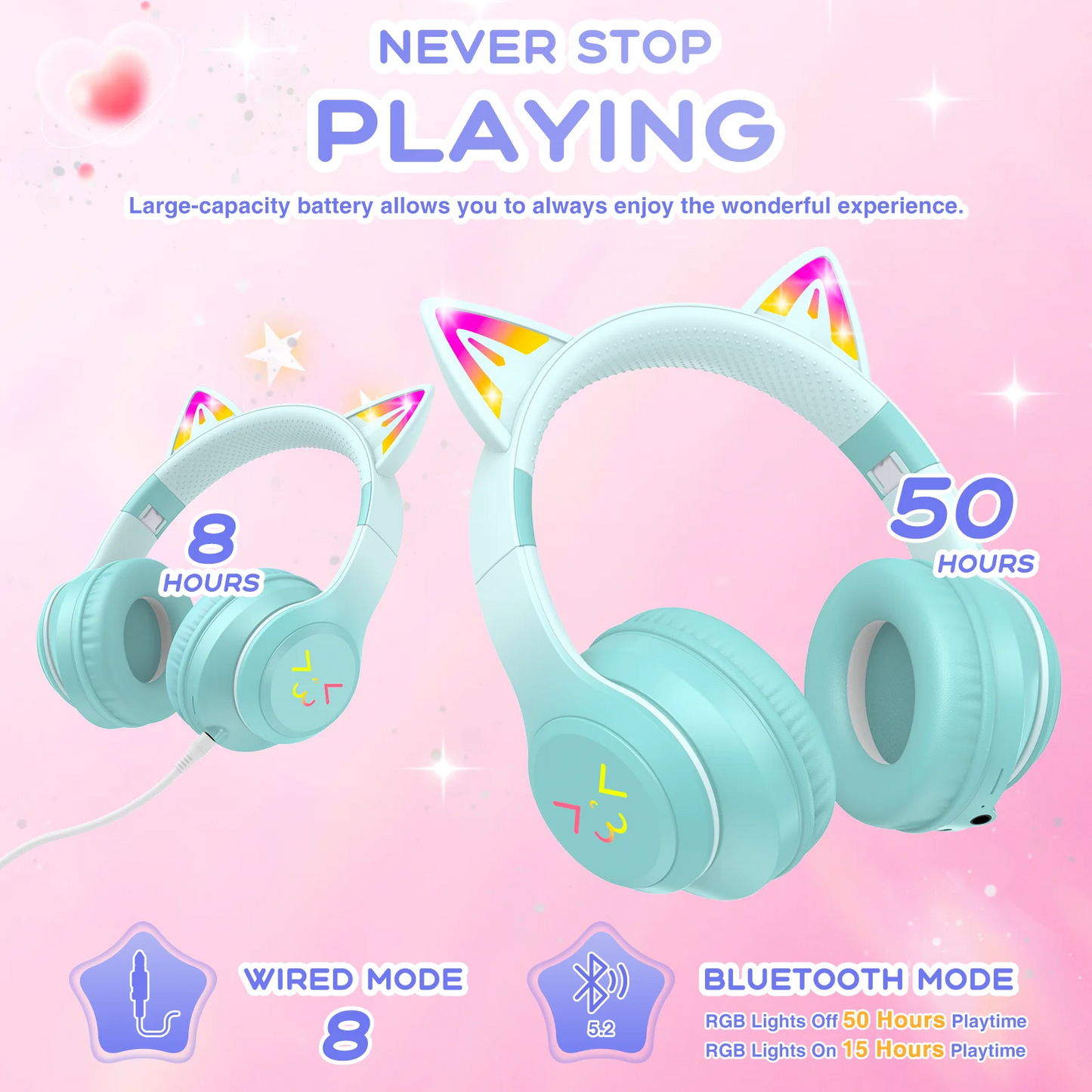 Kids Bluetooth Headphones, Lightweight Wireless Headphones for Kids, 85/94dB Volume Limited, 60 Hours Playtime, Bluetooth 5.3
