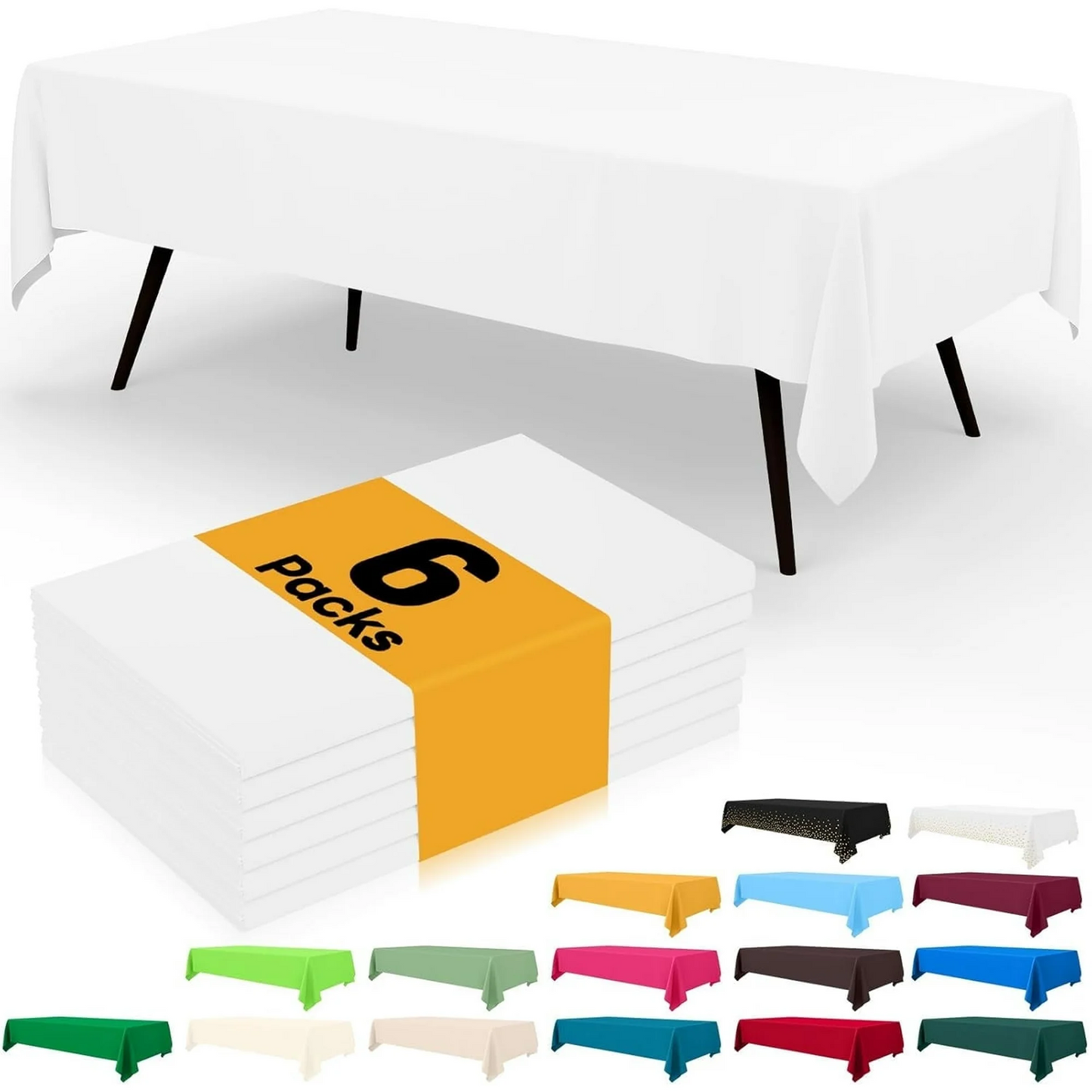 Premium Plastic Tablecloth 54 Inch. x 108 Inch. Rectangle Table Cover-White