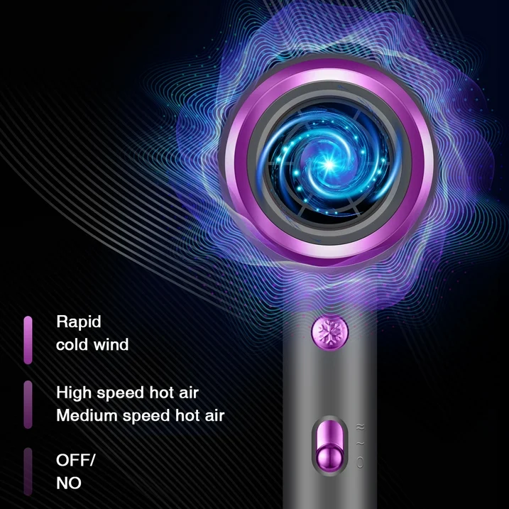 Professional Ionic Hair Dryer, Powerful, 1800W, Fast Drying, Low Noise, Blow Dryer, 2 Concentrator Nozzle, 1 Diffuser, Attachments, Home Salon, Travel