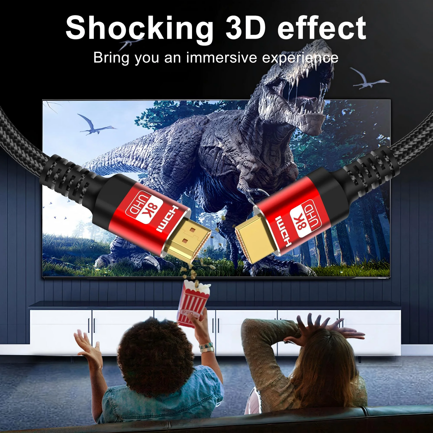 4K HDMI Cable 6.6FT/2M, Certified Ultra High Speed HDMI to HDMI Cable Braided Cord-4K@60Hz, DTS:X, HDCP 2.2 & 2.3, HDR 10 Compatible with Roku TV/PS5/HDTV