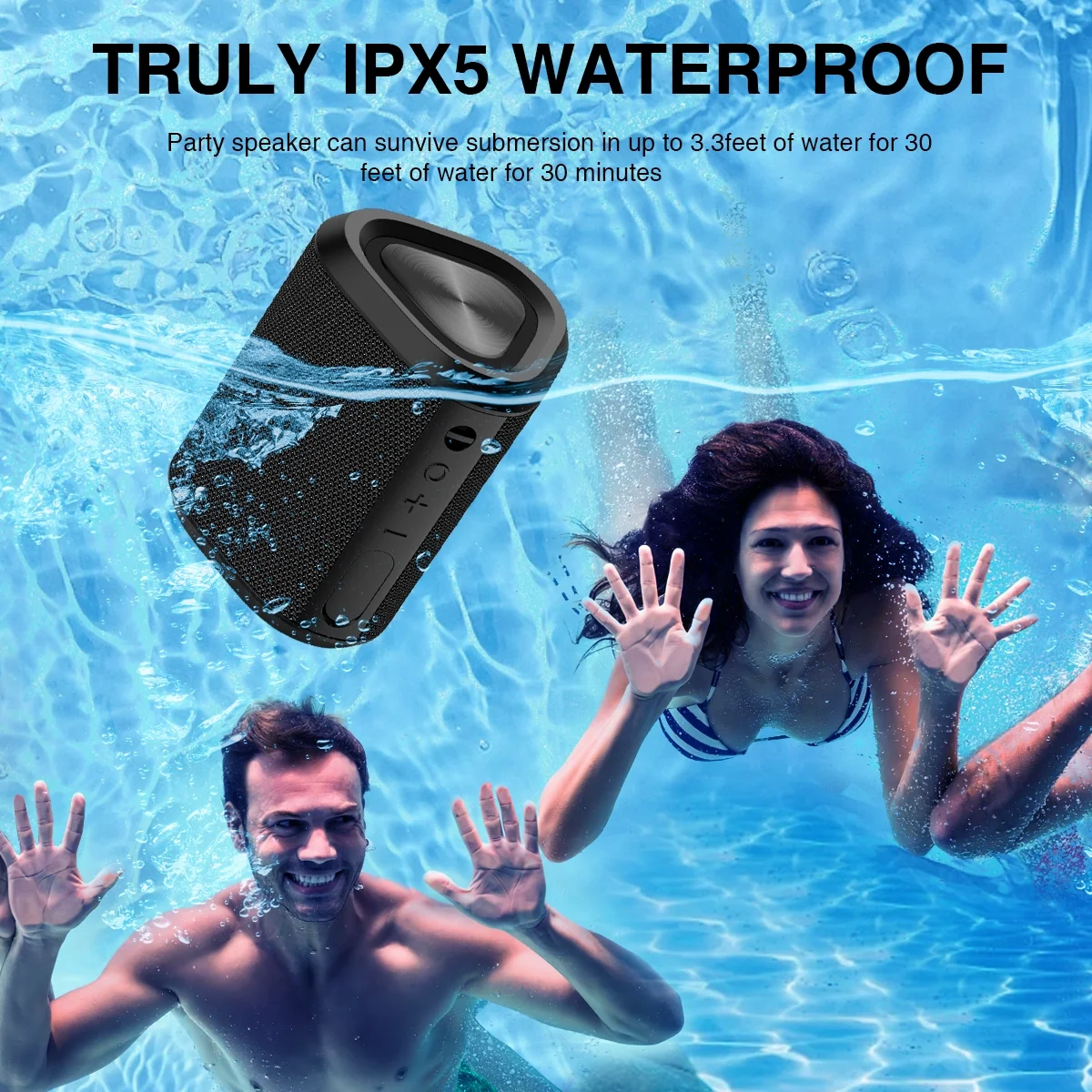 Portable Bluetooth Speaker with Lights, Powerful Crystal Clear Sound, IPX5 Waterproof, All Day Playtime, AUX&TF-Card Input, Bluetooth 5.3, TWS Paring, Small Wireless Speaker for Outdoor, Gift Ideas