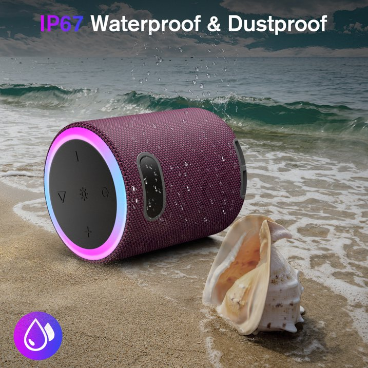 Portable Bluetooth Speaker with Lights, Powerful Crystal Clear Sound, IPX5 Waterproof, All Day Playtime, AUX&TF-Card Input, Bluetooth 5.3, TWS Paring, Small Wireless Speaker for Outdoor, Gift Ideas