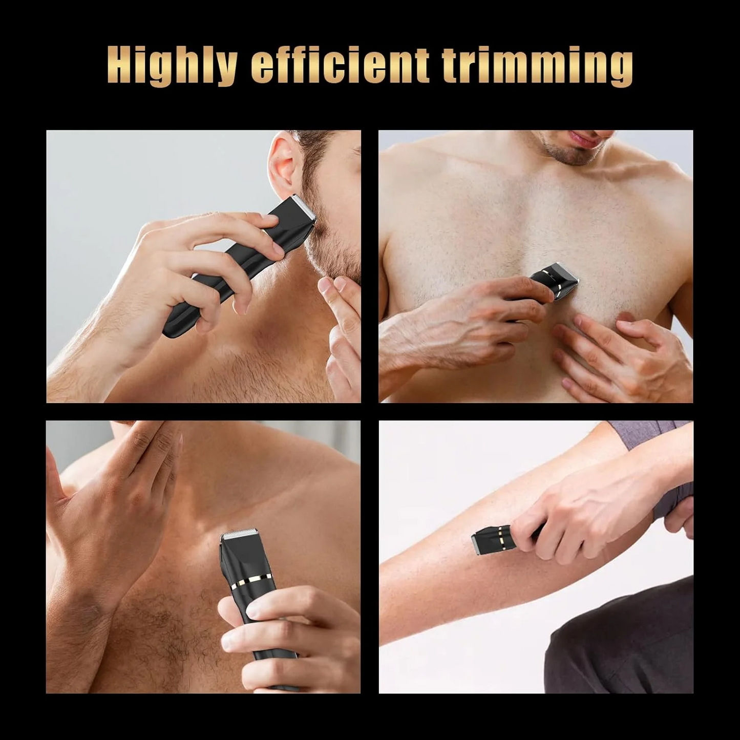 Electric Body Hair Trimmer - Groin Trimmer for Men - Bikini Trimmer Women - Wet/Dry Shaver Groomer, Replaceable Ceramic Blade Heads, USB Recharge Dock, Waterproof Hygiene Razor,Black