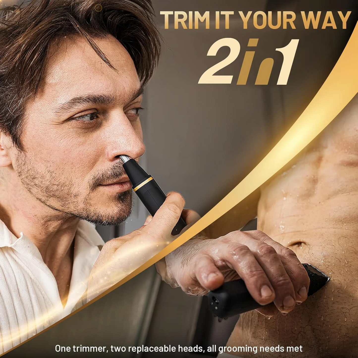Electric Body Hair Trimmer - Groin Trimmer for Men - Bikini Trimmer Women - Wet/Dry Shaver Groomer, Replaceable Ceramic Blade Heads, USB Recharge Dock, Waterproof Hygiene Razor,Black