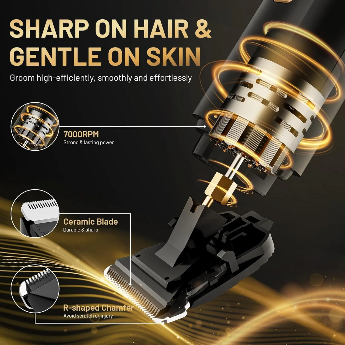Electric Body Hair Trimmer - Groin Trimmer for Men - Bikini Trimmer Women - Wet/Dry Shaver Groomer, Replaceable Ceramic Blade Heads, USB Recharge Dock, Waterproof Hygiene Razor,Black
