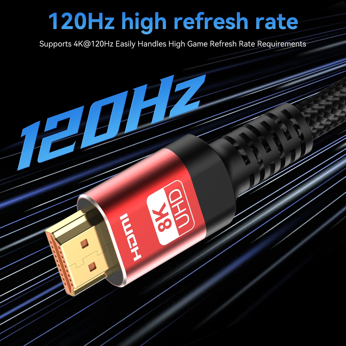 8K HDMI Cable 2.1, 6FT/2M Slim 48Gbps High Speed HDMI Braided Cord-4K@120Hz 144Hz 8K@60Hz, HDCP 2.2&2.3, Dynamic HDR,eARC,DTS:X,RTX 3090,Compatible with Projector , Laptop , Television , Monitor