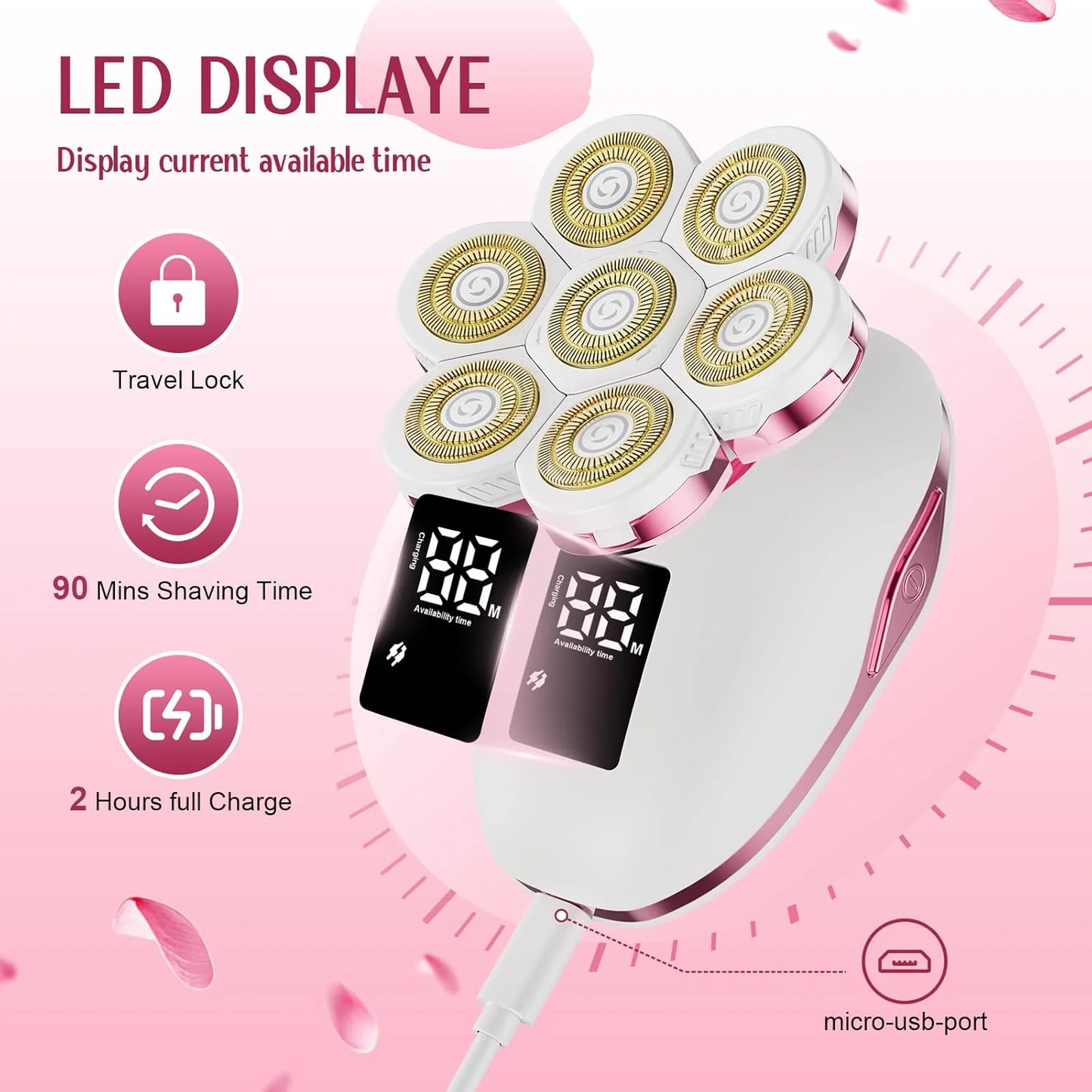 Hoey 5 in 1 Painless Hair Remover for Women, Facial Hair Removal, Electric Cordless Shaver Set, Wet & Dry Lady Razor for Women for Bikini Line, Nose Hair, Eyebrow, Arm, Leg USB Rechargeable