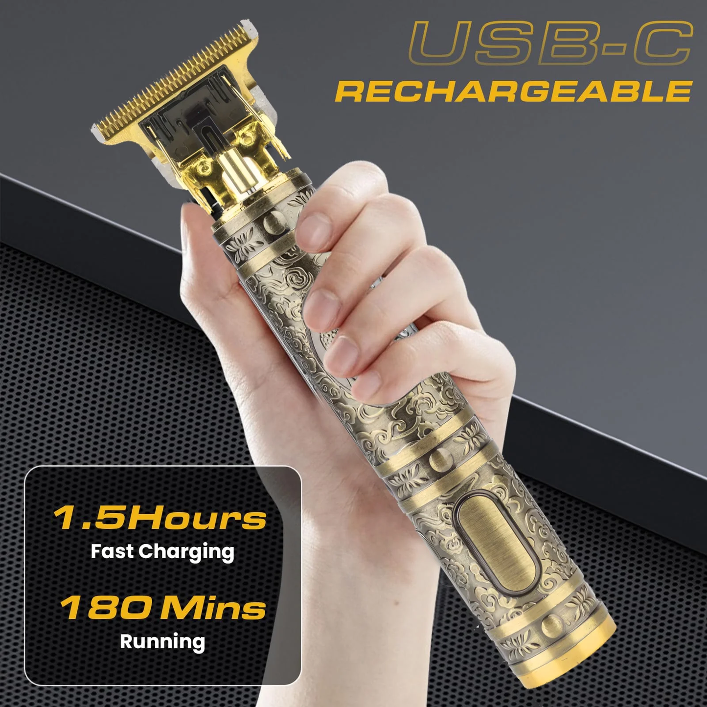 Professional Hair Trimmer for Men, Cordless Rechargeable Beard Trimmer Hair Clippers for Men, Metal Body Cutting Grooming Kit, Beard Shaver Barbershop