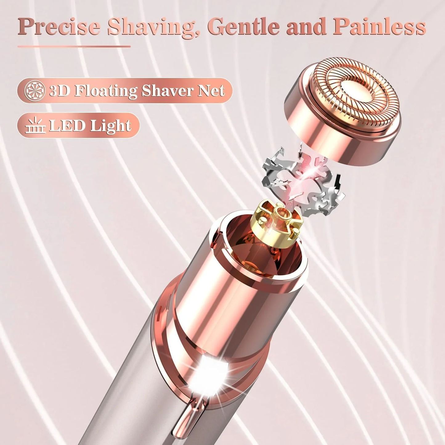 Hoeylife Facial Hair Remover for Women - Painless Face Shaver - Electric Hair Removal Device for Face Lips Peach Fuzz with Light (Rose Red)