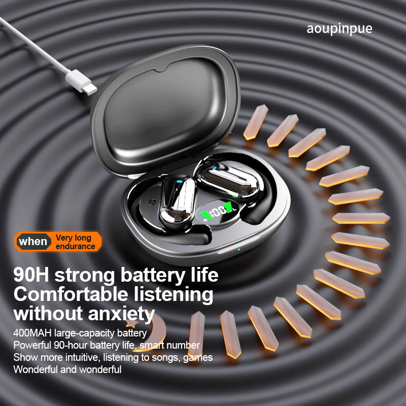 Open Ear Wireless Bluetooth Headphones, Pain-Free Air Conduction Ear Buds with LED Digital Display Charging Case, Sweat Resistant for Running, Safe Driving, and Extended Daily Use