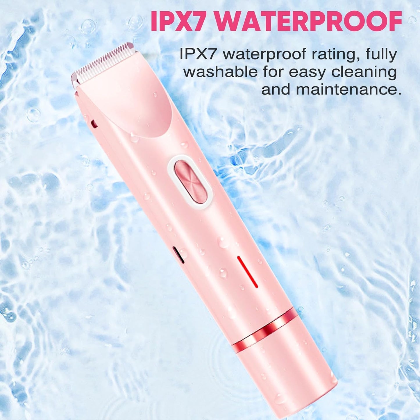 Bikini Shaver, Dermave Trimmer 2.0, 2 in 1 Bikini Trimmer for Women, Dual Head Shaver Women, 2 in 1 Wet & Dry Waterproof Electric Bikini Trimmer for Face, Body & Intimate Areas (Pink)