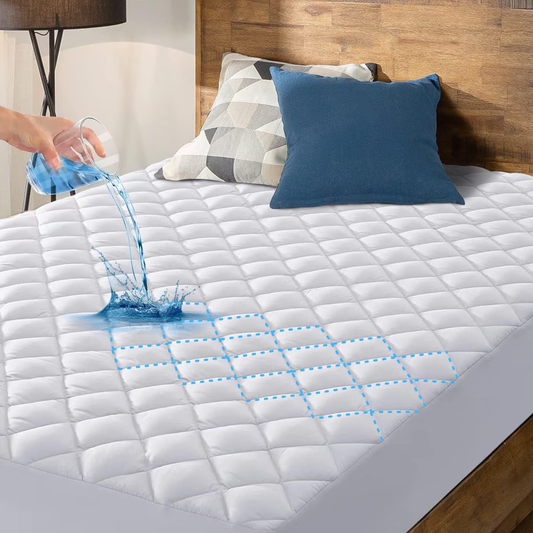 Hoey Queen Size Waterproof Mattress Pad Protector, Breathable Quilted Mattress Cover Noiseless Waterproof Fitted Sheet Mattress Topper Up to 21" Deep Pocket