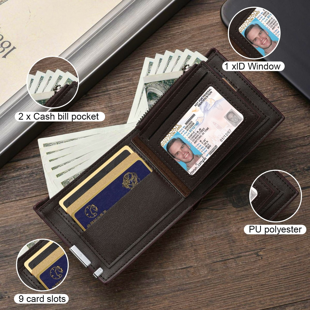 Wallet for Men, RFID Blocking Metal Bifold Men's Wallet, Extra Capacity with Multiple Card Slots, Ultra thin and Simple