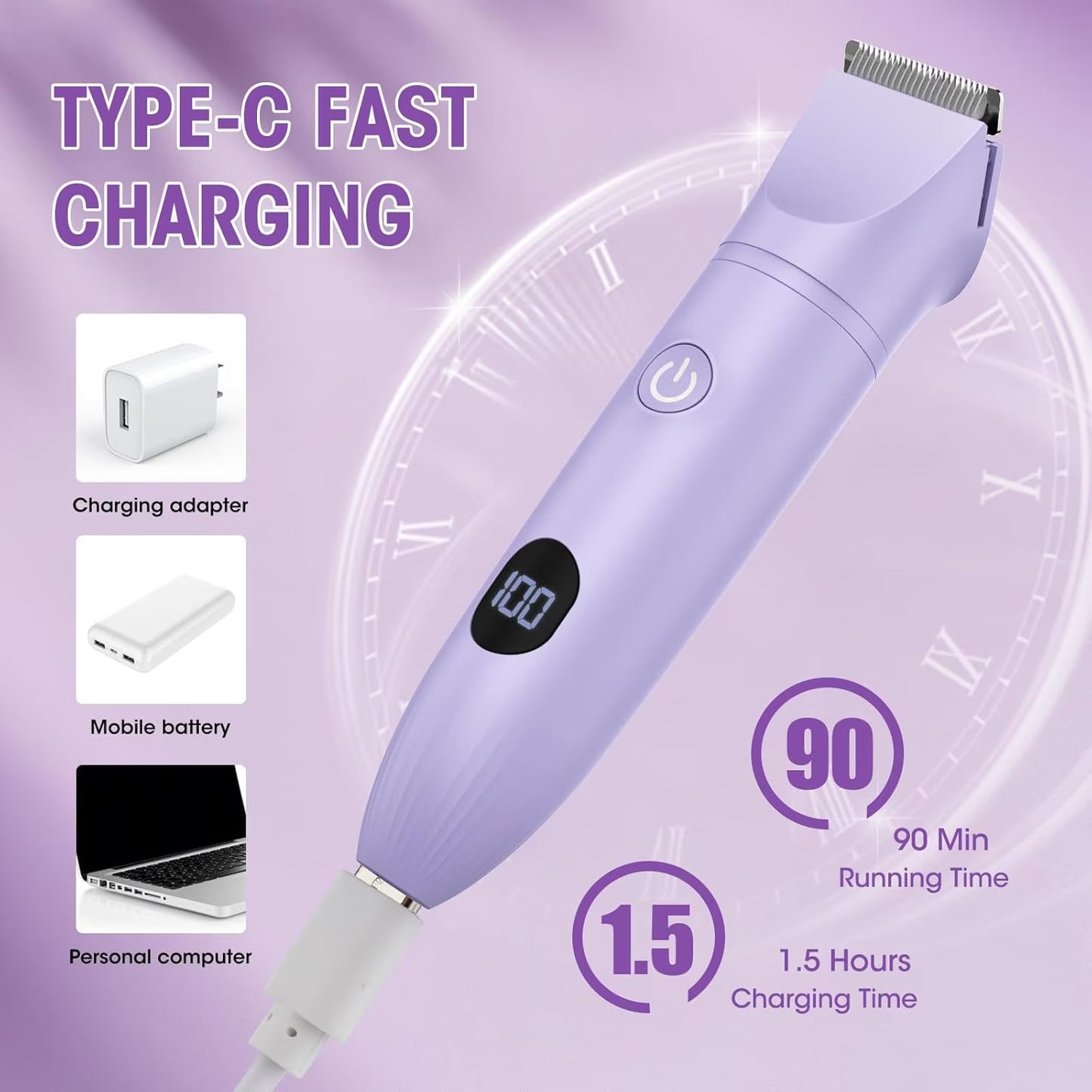 Obacre Bikini Trimmer for Women, 3 in 1 Electric Razors for Women, IPX7 Waterproof Wet Dry Body Shaver Pubic Hair Trimmer Facial Hair Remover with Ceramic Blade USB Recharge Dock Gift for Women