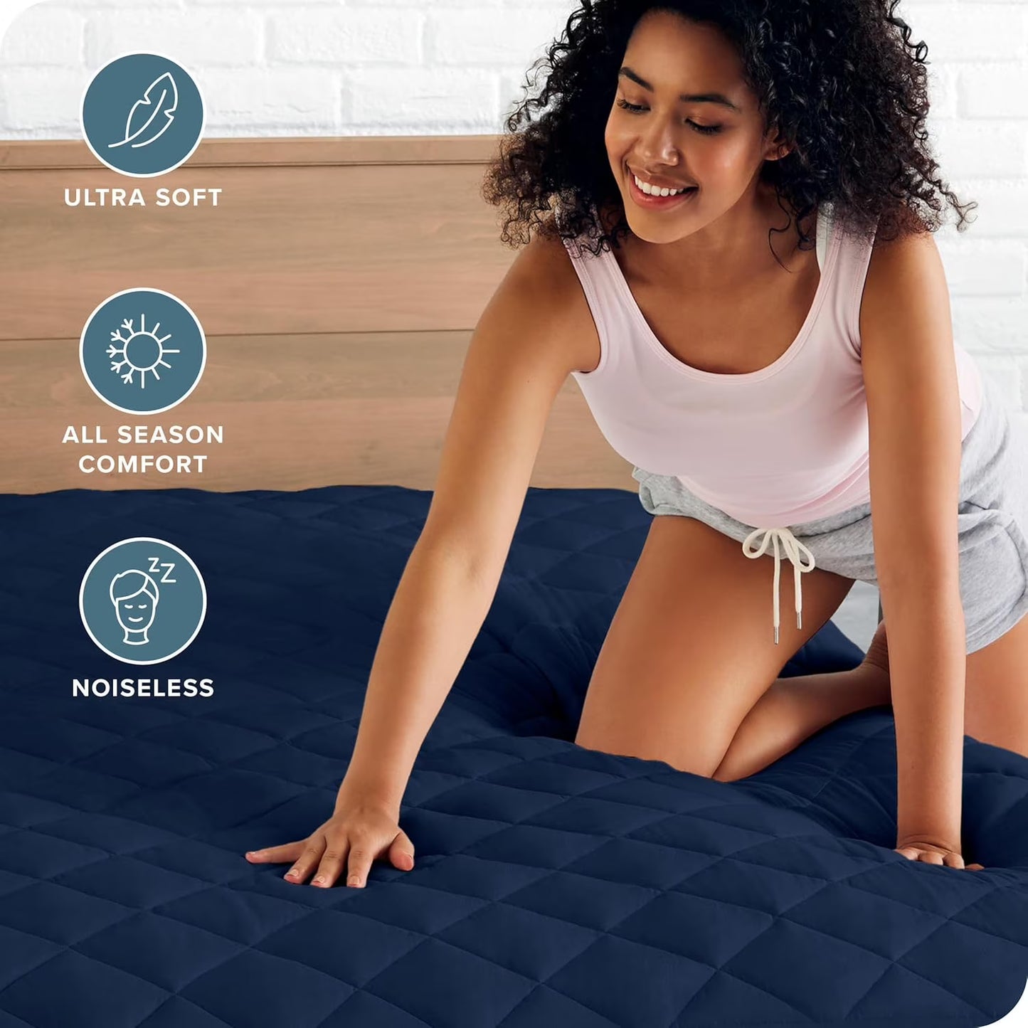 Full Size Waterproof Mattress Pad Protector, Breathable Quilted Mattress Cover Noiseless Waterproof Fitted Sheet Mattress Topper Up to 21" Deep Pocket