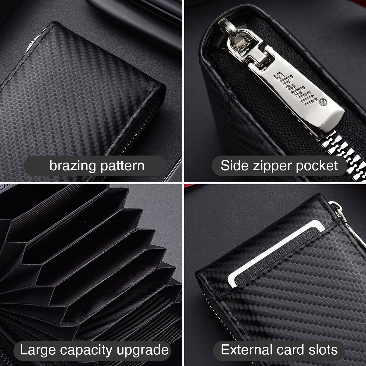 Zipper Wallet for Men, RFID Blocking around Bifold Wallet, Leather Zippered coin pocket, Huge Storage Capacity Card Holder Organizer