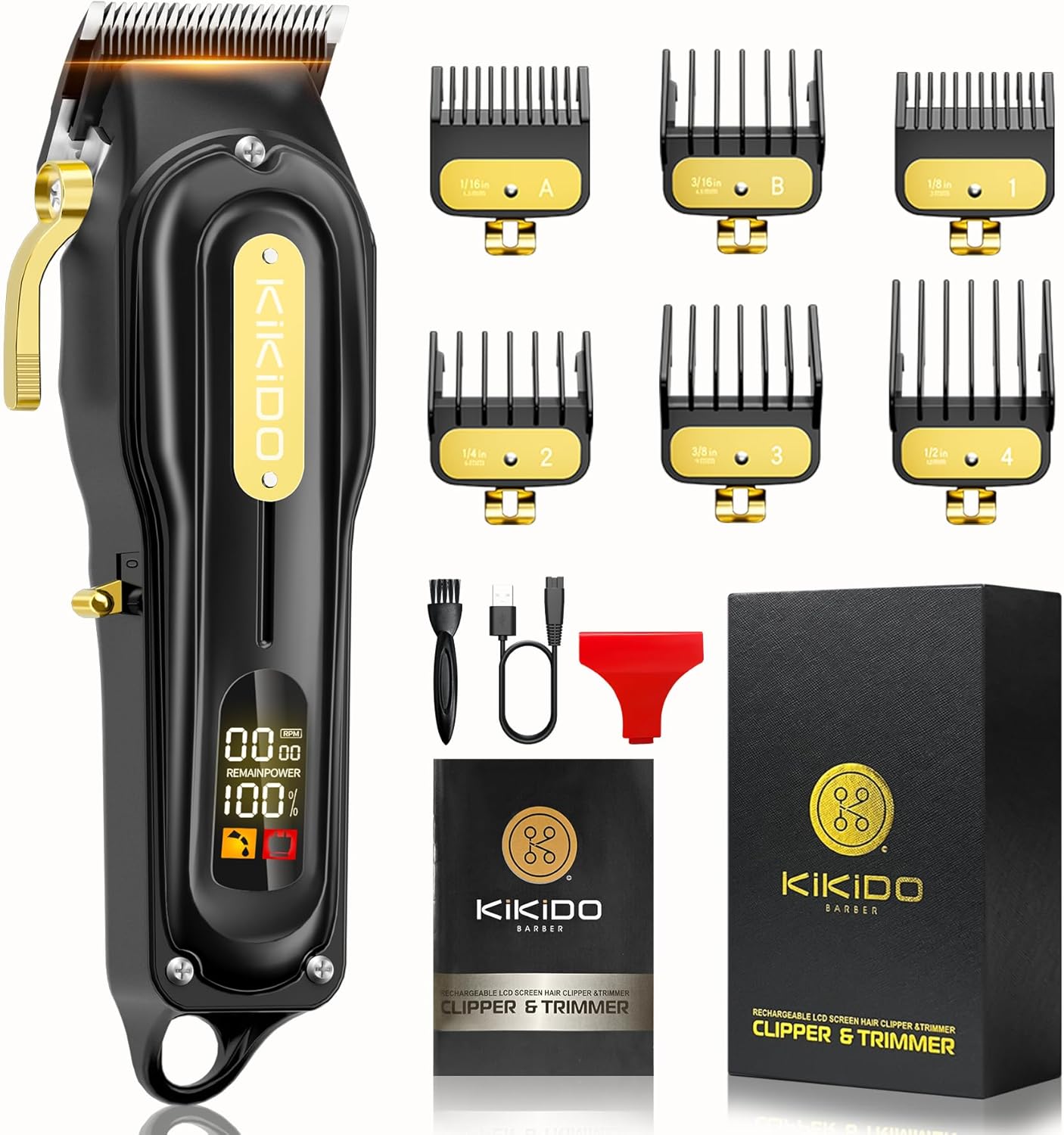 Hair Clippers for Men, Cordless&Corded Hair Clipper, Professional Barber Kit for Hair Cutting & Grooming Set, Mens Hair Clippers with LED Display