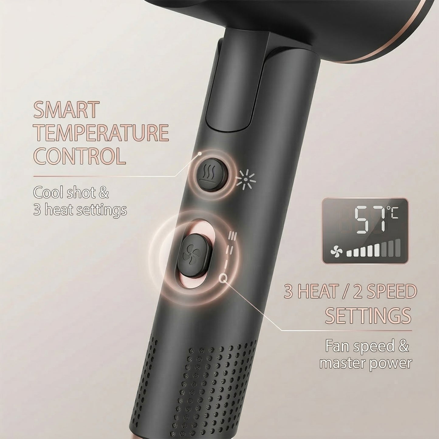 Professional Ionic Hair Dryer, Powerful 1800W & 3 Heat Settings Fast Drying Low Noise Blow Dryer with 2 Concentrator Nozzle 1 Diffuser Attachments for Home Salon Travel, ALCI Safety Plug