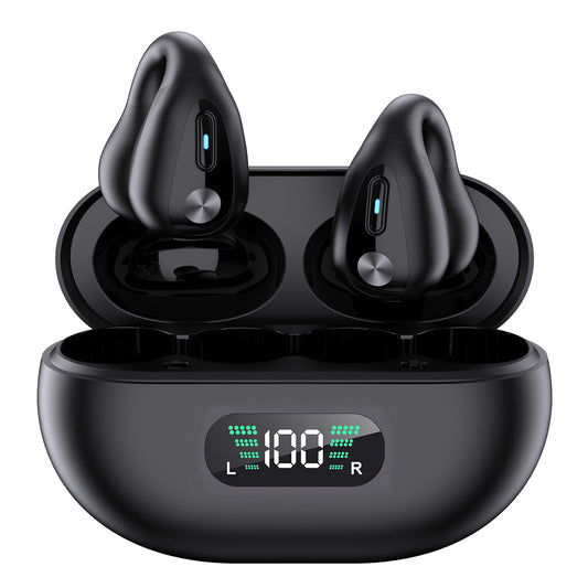 Open Ear Headphones Earbuds wireless - 5.4 Bluetooth Ear Buds with LED Digital Display IPX7 Waterproof, Wireless Headphones Touch Control Air Conduction Stereo Sound with 18.2mm Drivers 80H Playtime