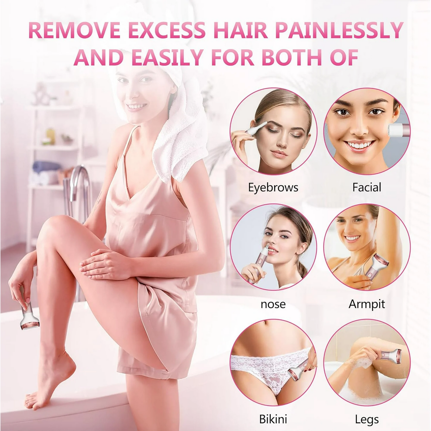 Electric Razor for Women 4 in 1 Rechargeable Painless Body Razors and Facial Hair Remover for Bikini Leg Body Face Underarm