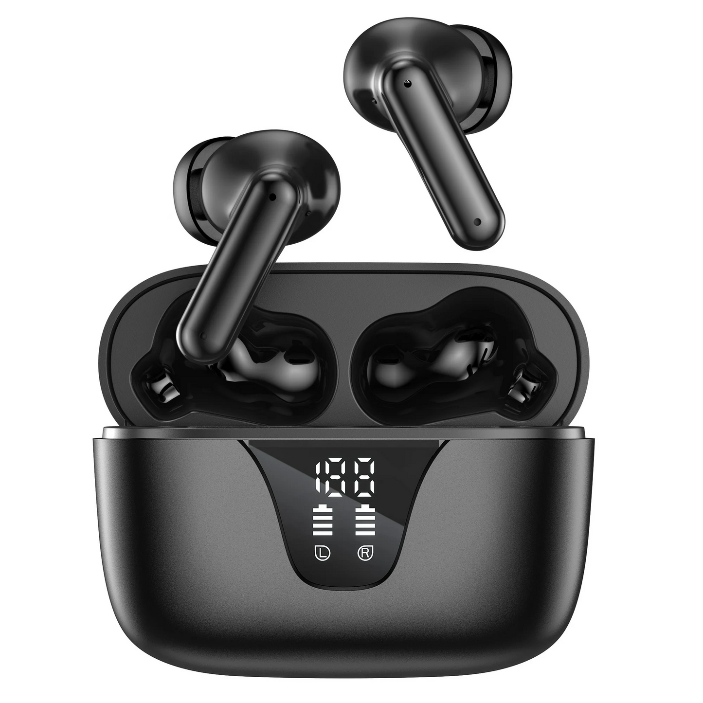 Bluetooth Headphones True Wireless Earbuds 60H Playback LED Power Display Earphones with Wireless Charging Case IPX5 Waterproof in-Ear Ear buds with Mic for TV Smart Phone Laptop Computer Sports