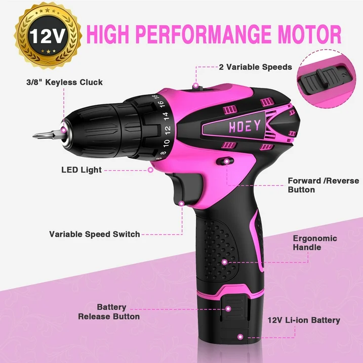 Electric Drilling Machine, Cordless Drilling Machine，12V Drill Driver with w/Li-ion Battery/Charger，for Torpedo Level, Wire Pliers for Wood, Furniture Installation