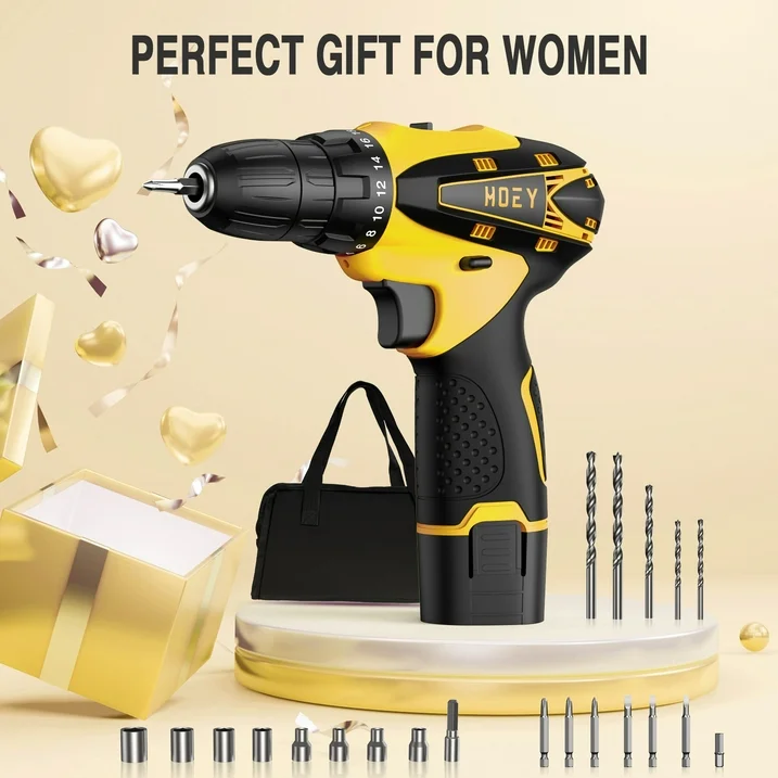 Electric Drilling Machine, Cordless Drilling Machine，12V Drill Driver with w/Li-ion Battery/Charger，for Torpedo Level, Wire Pliers for Wood, Furniture Installation