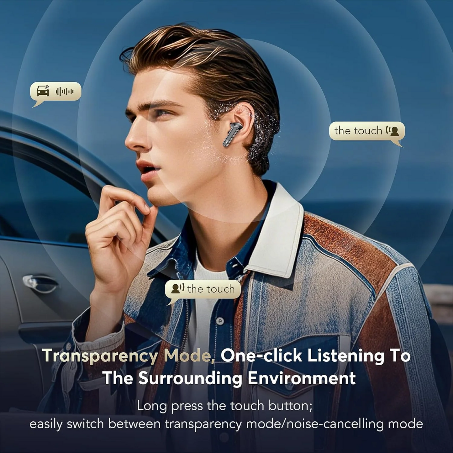 Wireless Earbuds, Bluetooth Ear Buds with Big Bass Stereo Sound, 48 Hours Playtime, Lightweight in-Ear Fit Earphones, IPX7, Hands-Free Calls with AI for iPhone, Android, Pad, Sports, Workout