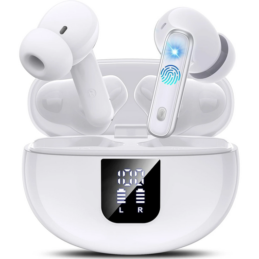 Wireless Earbuds, Bluetooth Ear Buds with Big Bass Stereo Sound, 48 Hours Playtime, Lightweight in-Ear Fit Earphones, IPX7, Hands-Free Calls with AI for iPhone, Android, Pad, Sports, Workout