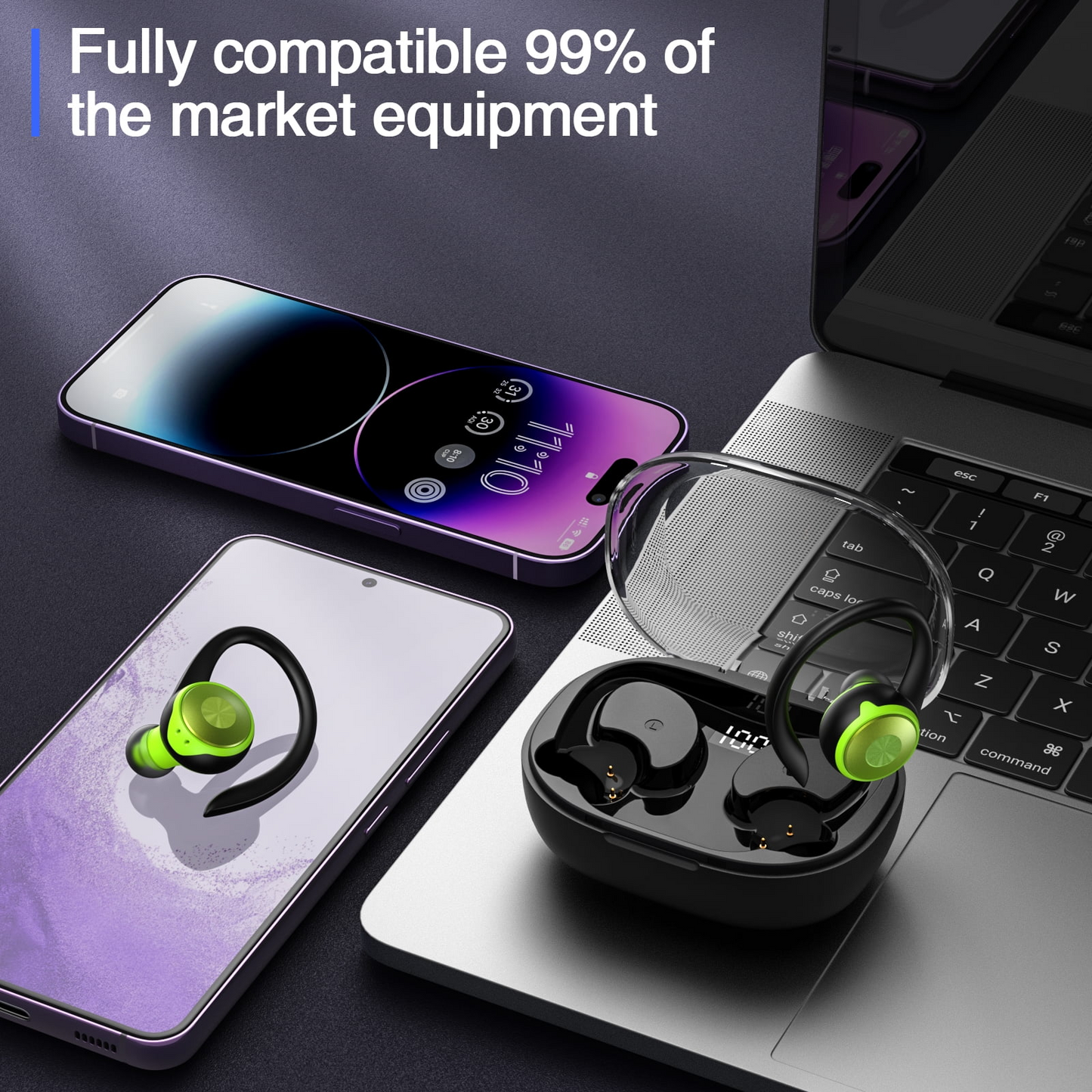 Wireless Earbuds, Bluetooth 5.4 Headphones Deep Bass Stereo, in-Ear Earphones with 4 ENC Mics, 45H Playtime LED Display Mini Charging Case Ear Buds, IP7 Waterproof Wireless Headphones for Android iOS