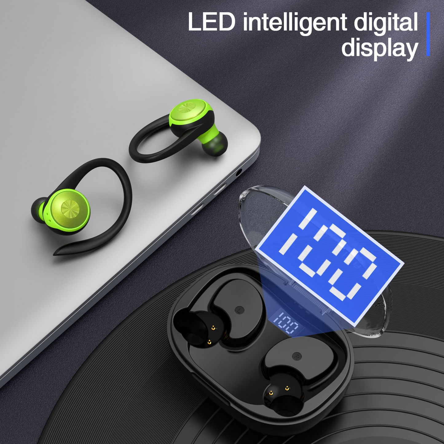 Wireless Earbuds, Bluetooth 5.4 Headphones Deep Bass Stereo, in-Ear Earphones with 4 ENC Mics, 45H Playtime LED Display Mini Charging Case Ear Buds, IP7 Waterproof Wireless Headphones for Android iOS