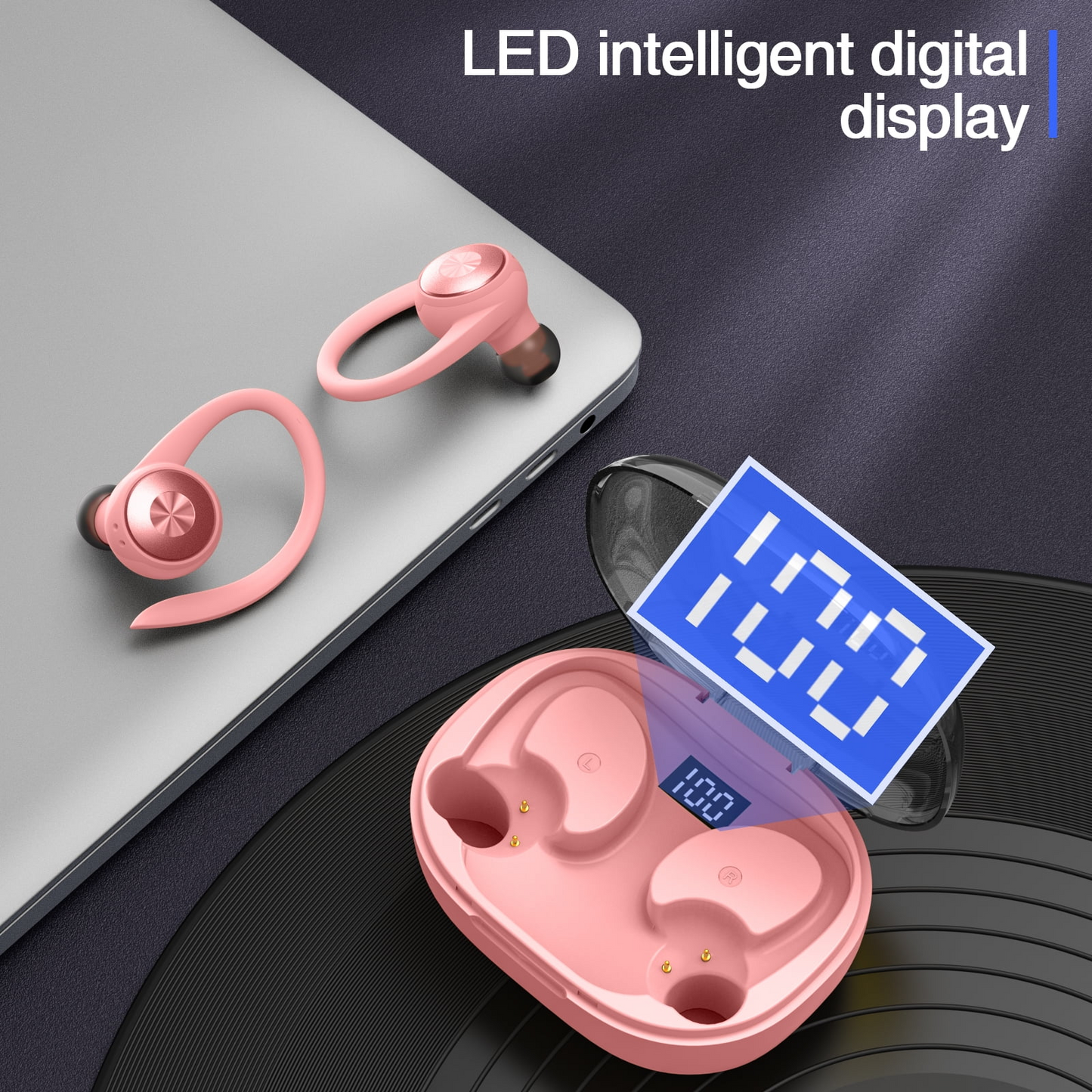 Wireless Earbuds, Bluetooth 5.4 Headphones Deep Bass Stereo, in-Ear Earphones with 4 ENC Mics, 45H Playtime LED Display Mini Charging Case Ear Buds, IP7 Waterproof Wireless Headphones for Android iOS