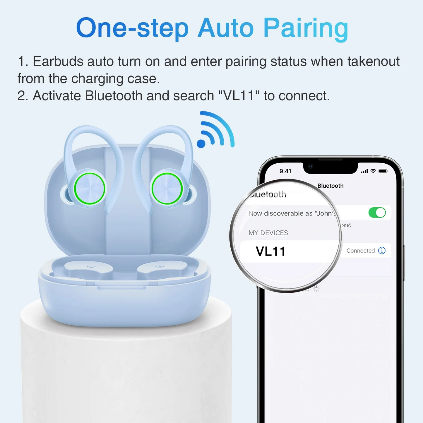 Wireless Earbuds, Bluetooth 5.4 Headphones Deep Bass Stereo, in-Ear Earphones with 4 ENC Mics, 45H Playtime LED Display Mini Charging Case Ear Buds, IP7 Waterproof Wireless Headphones for Android iOS