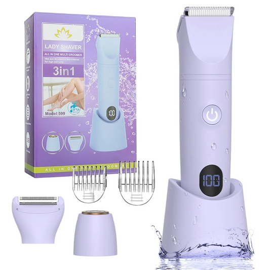 Electric Bikini Trimmer Shaver for Women - Pubic Hair Razors Shaver, 3 in 1 Bikini Trimmer Removal Set for Women's Body Face Lip Chin Underarm Legs Arm, IPX7 Waterproof Wet Dry Rechargeable Painless
