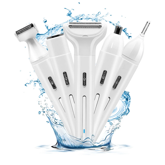 Women's Cordless Portable 4 in 1 Painless Shaver, for face Legs Brows Nose Detachable Head USB Rechargeable Hair Trimmer (White)
