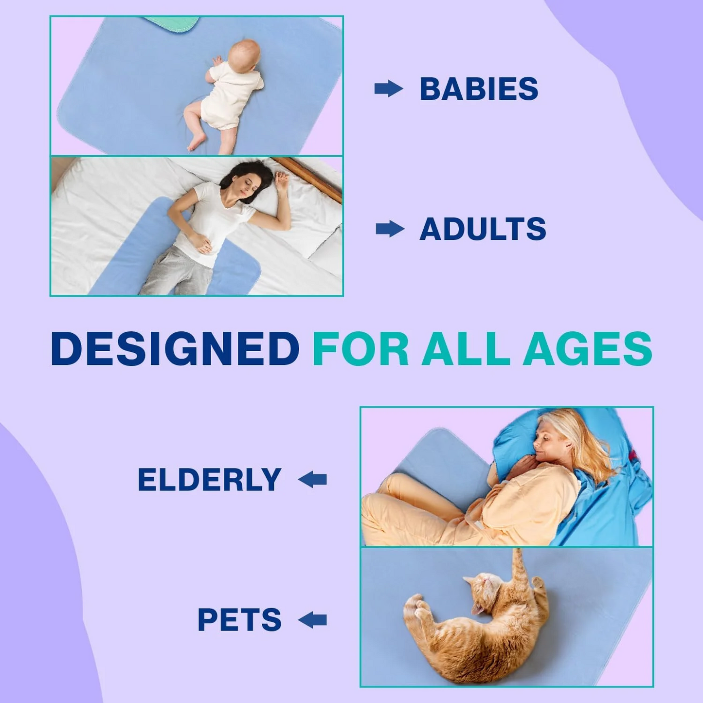 Hoey 4 Pack 36” x 34” Extra Heavy Absorbency Washable Underpads, Waterproof Nursing Pads Incontinence Bed Pads, Reusable Washable Pee Pads for Dogs, Diaper Changing & Adults, Mattress Protector