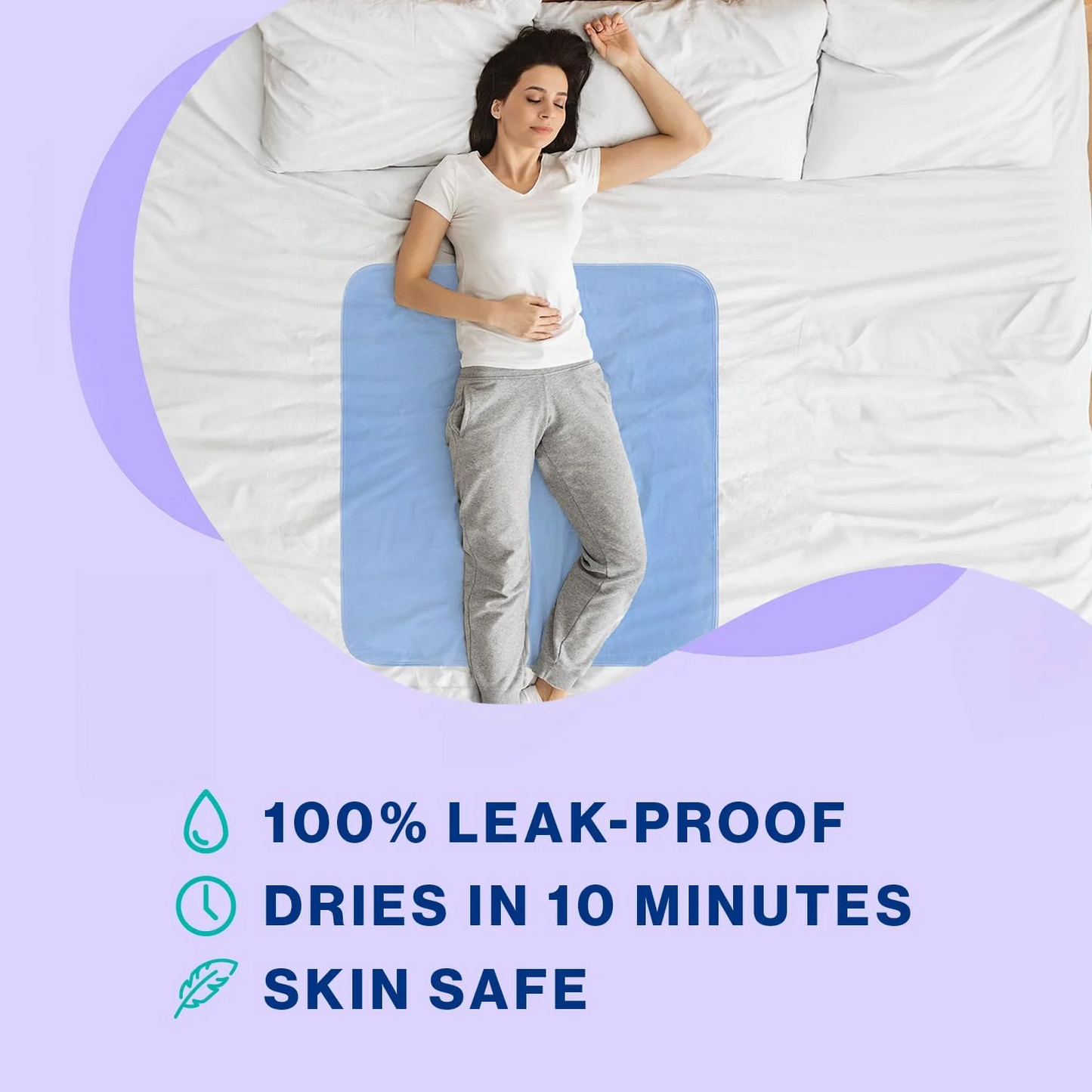 Hoey 4 Pack 36” x 34” Extra Heavy Absorbency Washable Underpads, Waterproof Nursing Pads Incontinence Bed Pads, Reusable Washable Pee Pads for Dogs, Diaper Changing & Adults, Mattress Protector