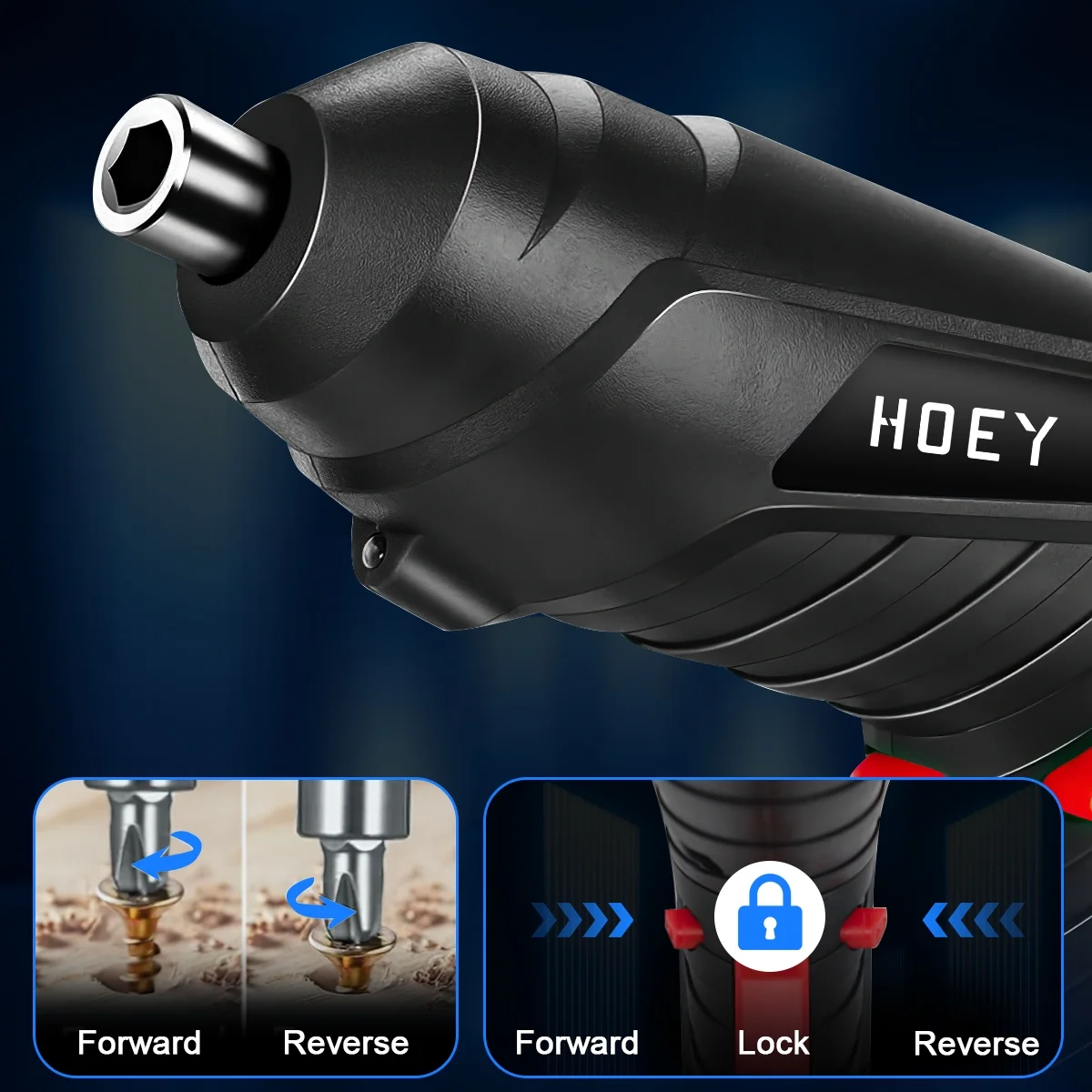 Hoey Cordless Screwdriver, 47 in 1 Electric Screwdriver,Dual Position Handle with USB Cable LED Light for Home Office DIY Tools