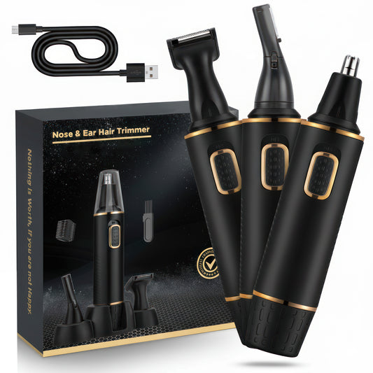 Nose Hair Trimmer for Men,Painless USB Rechargeable Nose Hair Trimmer, Ear and Nose Hair Trimmer for Men, Professional Facial Hair Trimmer with IPX7 Waterproof Dual Edge Blades