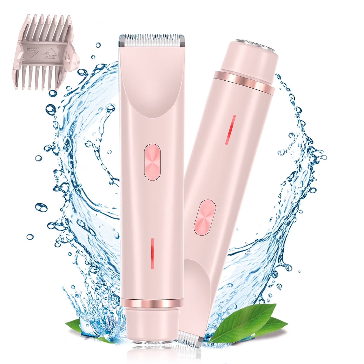 Hoeylife Body Trimmer for Women, Dual-Head Electric Razor, Bikini Trimmer with Dual Ceramic Blades, USB Rechargeable Wet Dry Use IPX7 Waterproof