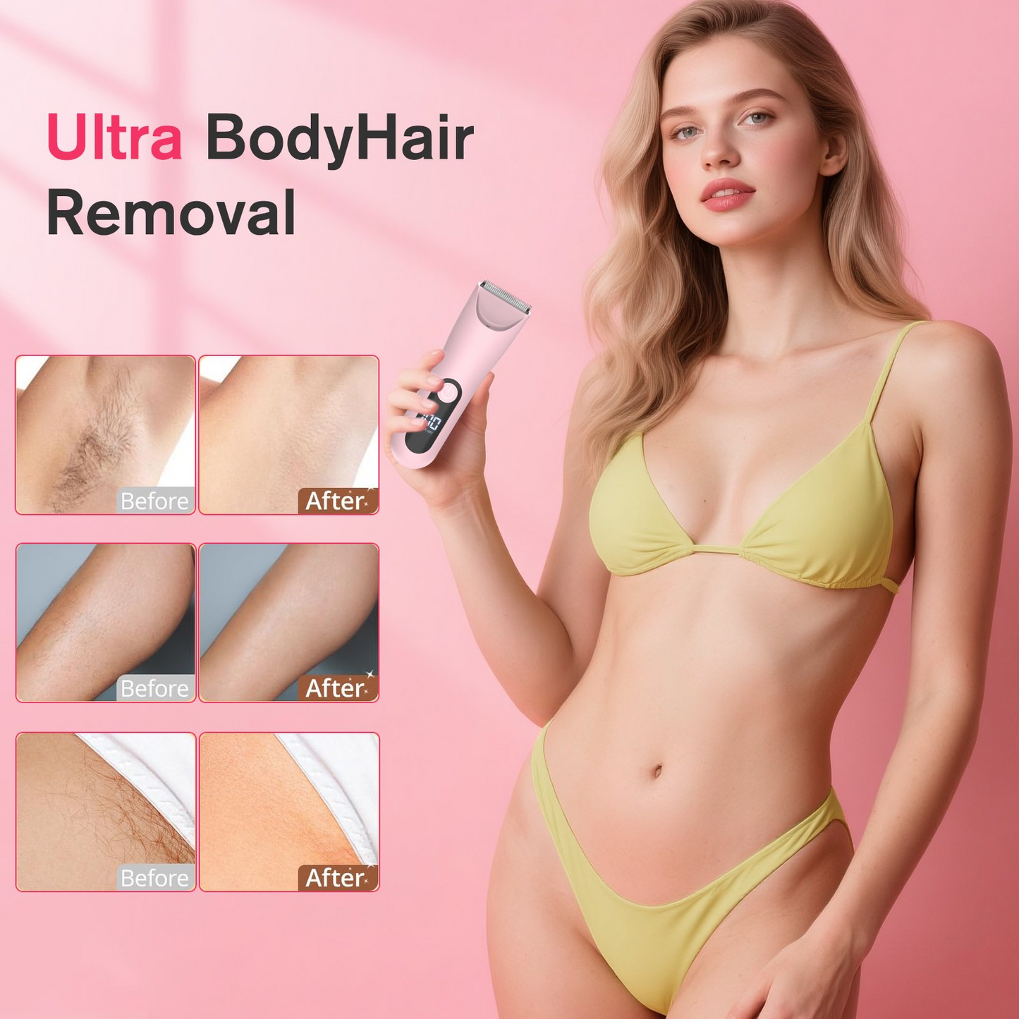 Electric Shaver for Women for Legs Bikini Trimmer Electric Razors for Women Underarm Public Hairs Rechargeable Womens Shaver Wet Dry Use Painless Cordless with Detachable