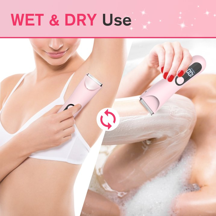 Electric Shaver for Women for Legs Bikini Trimmer Electric Razors for Women Underarm Public Hairs Rechargeable Womens Shaver Wet Dry Use Painless Cordless with Detachable